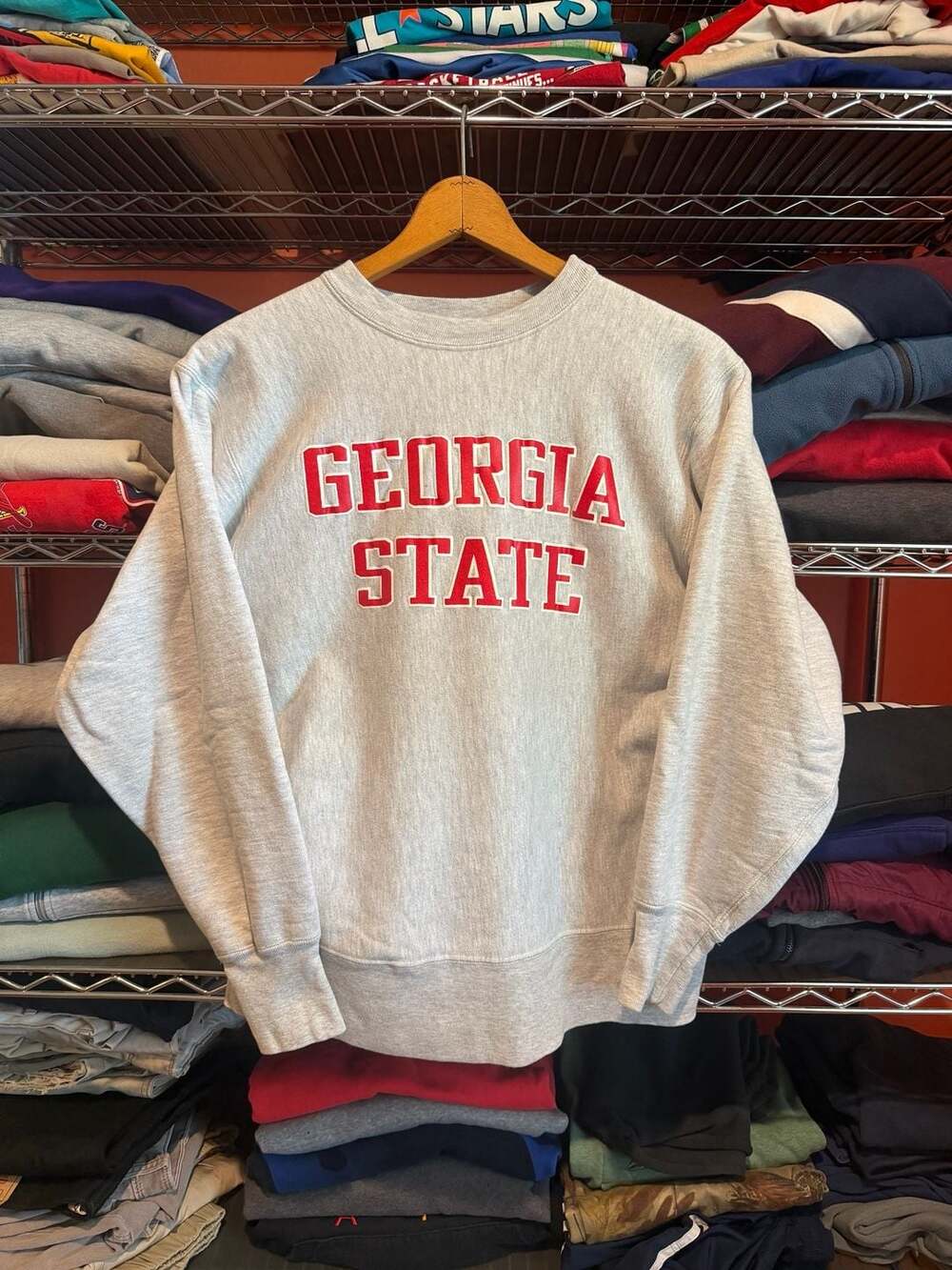 Champion Georgia State Reverse Weave Sweatshirt Grey Crewneck Women Large